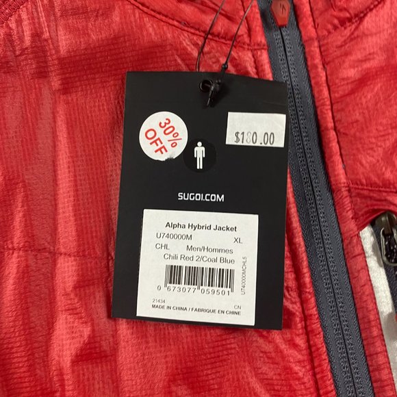 NWT Sugoi Alpha Hybrid Jacket Mens XL Chili Red Polartec - Picture 5 of 12